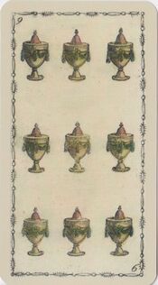 Nine of Cups from the Ancient Tarot of Lombardy Deck