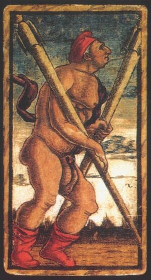 Two of Wands from the Sola Busca Tarot Deck
