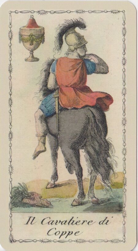 Knight of Cups from the Ancient Tarot of Lombardy Tarot Deck