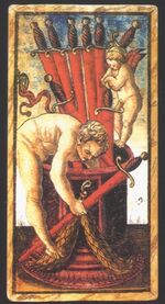 Nine of Swords from the Sola Busca Tarot Deck