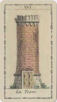 The Tower from the Ancient Tarot of Lombardy Tarot Deck
