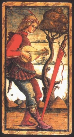 Page of Swords from the Sola Busca Tarot Deck
