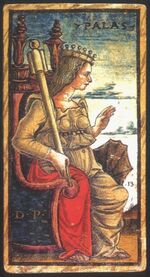 Queen of Wands from the Sola Busca Tarot Deck