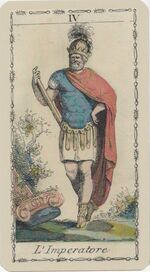The Emperor from the Ancient Tarot of Lombardy Tarot Deck