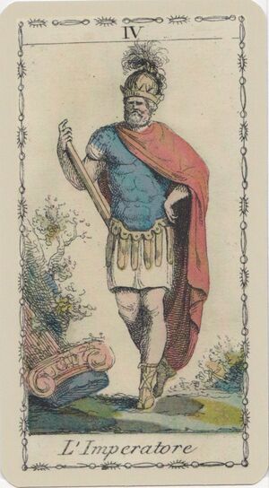 The Emperor from the Ancient Tarot of Lombardy Deck