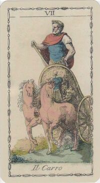 Read about The Chariot from the Ancient Tarot of Lombardy Deck