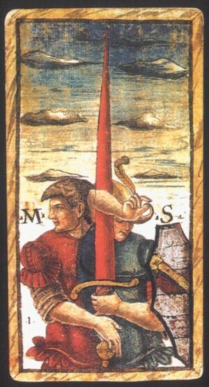 Ace of Swords from the Sola Busca Tarot Deck