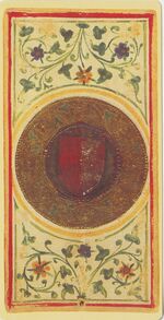 Ace of Coins from the Visconti B Tarot Deck Fragment Deck