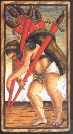 Six of Swords from the Sola Busca Tarot Deck