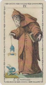 The Hermit from the Ancient Tarot of Lombardy Tarot Deck