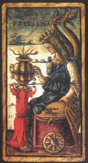 Queen of Cups from the Sola Busca Tarot Deck