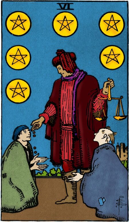Six of Pentacles from the Vivid Waite Smith Deck