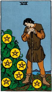 Seven of Pentacles from the Vivid Waite Smith Tarot Deck