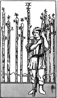 Read about Nine of Wands from the Waite Smith Tarot Deck