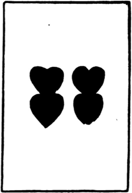 Four of Hearts from the Early German Stenciled Playing Card Deck Fragment Deck