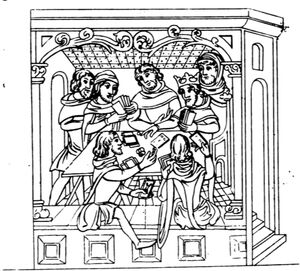 King depicted playing cards with nobles.