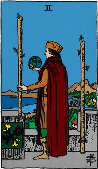 Two of Wands from the Vivid Waite Smith Deck