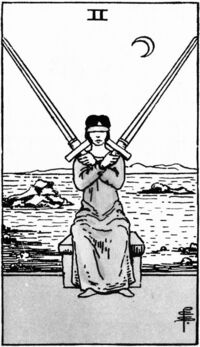 Two of Swords from the Rider Waite Smith Tarot Deck