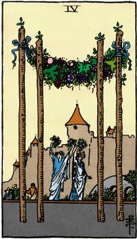 Four of Wands from the Vivid Waite Smith Tarot Deck