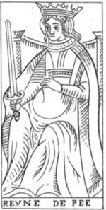 Queen of Swords from the Marseilles Pattern Trumps Deck