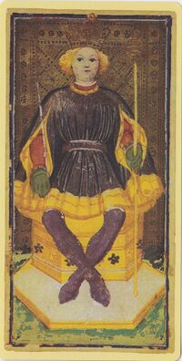 King of Wands from the Visconti B Tarot Deck Fragment Deck