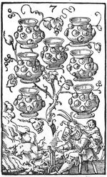 Seven of Wine Jugs from the Books and Beer Playing Cards Deck