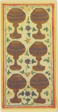 Six of Cups from the Visconti B Tarot Deck Fragment Deck
