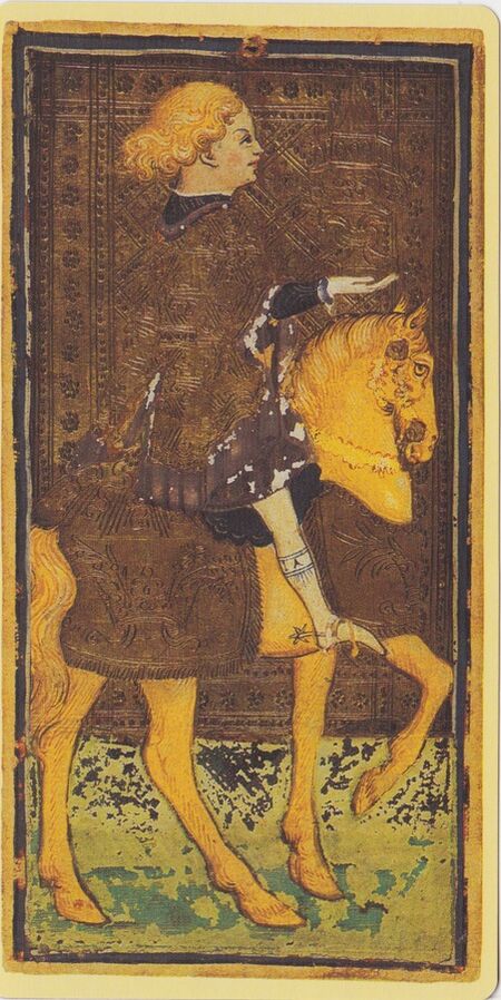 Knight of Cups from the Visconti B Tarot Deck Fragment Deck