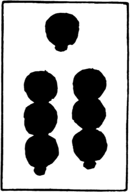 Seven of Bells from the Early German Stenciled Playing Card Deck Fragment Deck