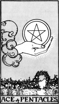 Ace of Pentacles from the Rider Waite Smith Tarot Deck