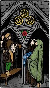 Three of Pentacles from the Vivid Waite Smith Deck