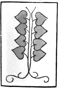 Eight of Leaves from the Early German Stenciled Playing Card Deck Fragment Deck