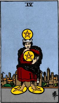 Four of Pentacles from the Vivid Waite Smith Deck
