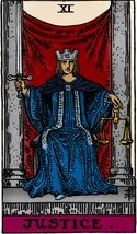 Justice from the Vivid Waite Smith Tarot Deck