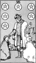 Six of Pentacles from the Waite Smith Tarot Deck