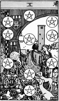 Ten of Pentacles from the Rider Waite Smith Tarot Deck