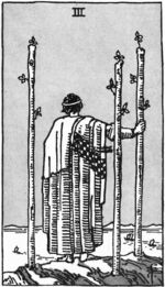 Three of Wands from the Waite Smith Tarot Deck