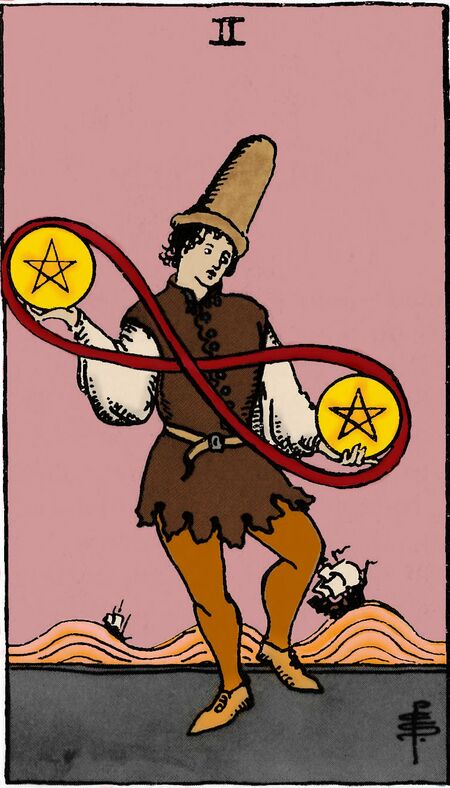 Two of Pentacles from the Vivid Waite Smith Tarot Deck