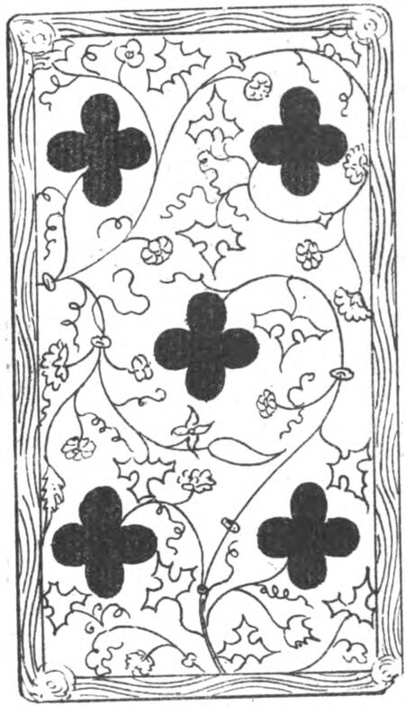 Five of Clubs from the Early French Tarot Deck Fragment Deck