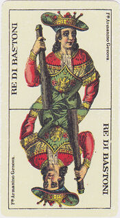 Knight of Clubs from the Tarot Genoves Tarot Deck