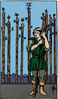 Nine of Wands from the Vivid Waite Smith Deck