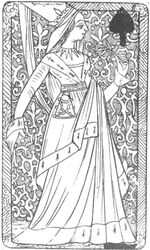Queen of Spades from the Early French Tarot Deck Fragment Deck
