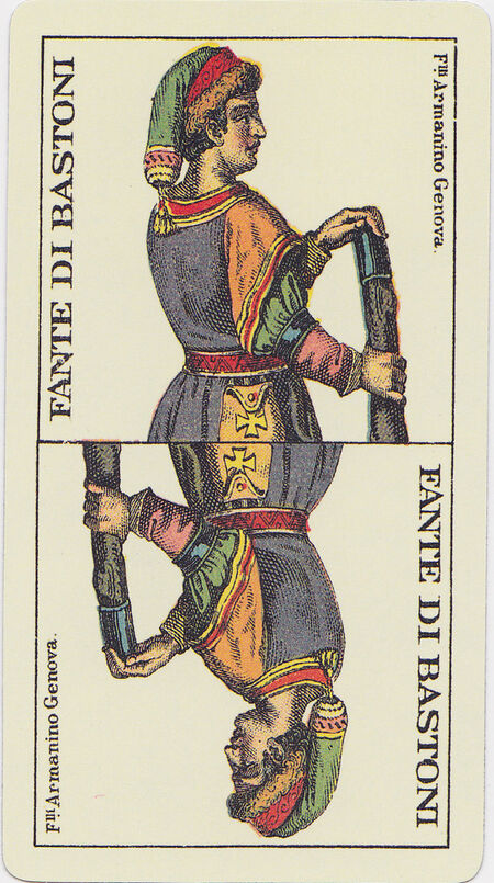 Page of Clubs from the Tarot Genoves Tarot Deck