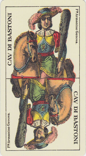 Knight of Clubs from the Tarot Genoves Deck