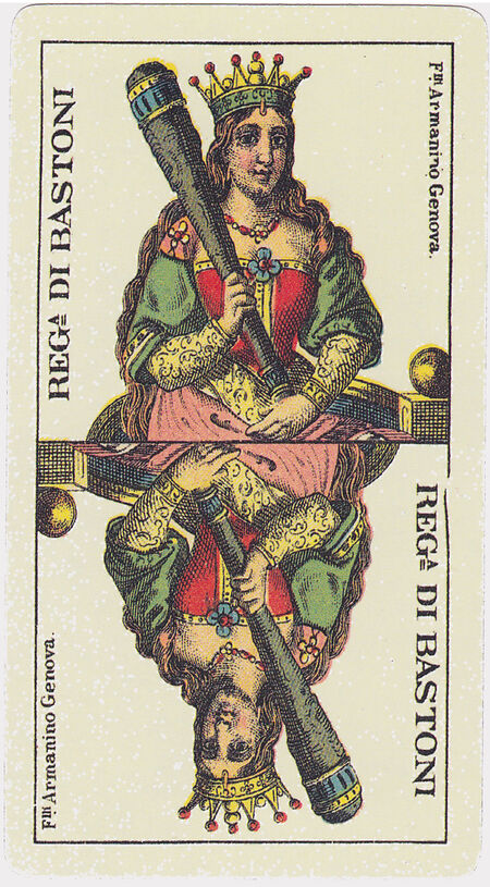 Queen of Clubs from the Tarot Genoves Tarot Deck