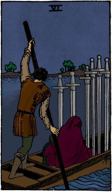 Six of Swords from the Vivid Waite Smith Deck