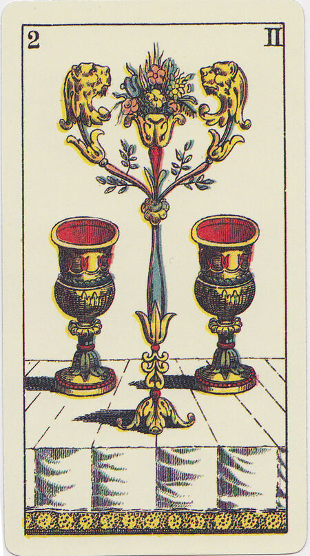 Two of Cups from the Tarot Genoves Deck