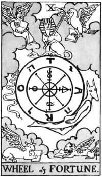 Wheel of Fortune from the Waite Smith Tarot Deck