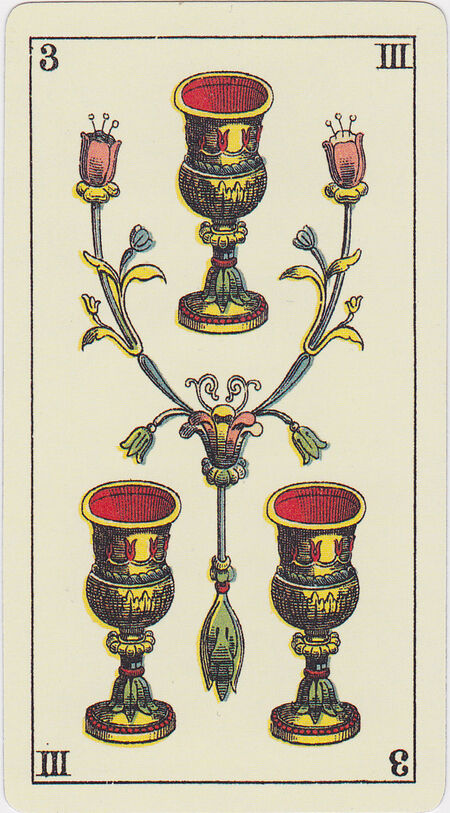 Three of Cups from the Tarot Genoves Deck