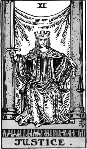 Justice from the Waite Smith Tarot Deck